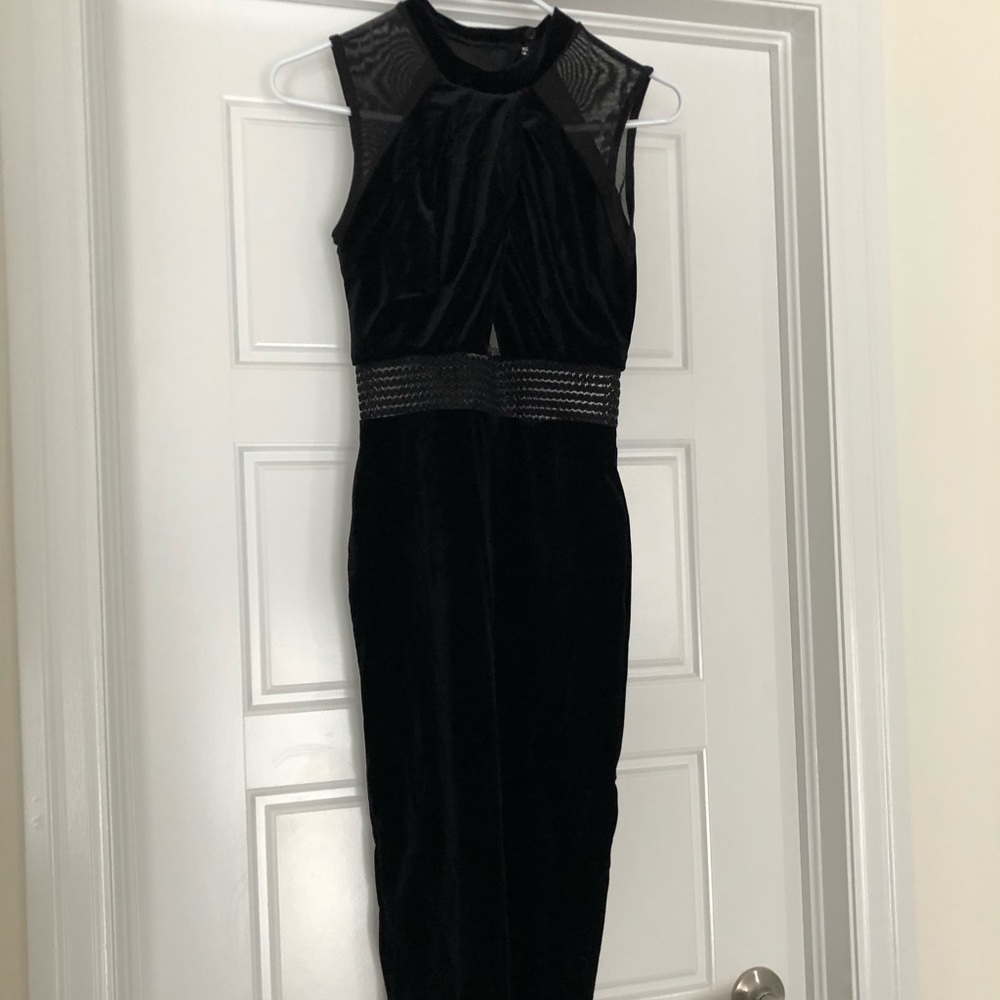 Top Shop Black Velvet Midi Dress